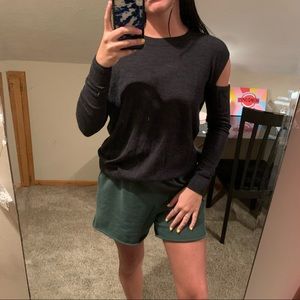All saints dark grey cutout sleeve sweater